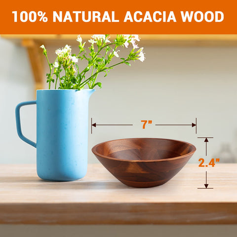 AIDEA Acacia bowls showcasing wood grain and four-piece set