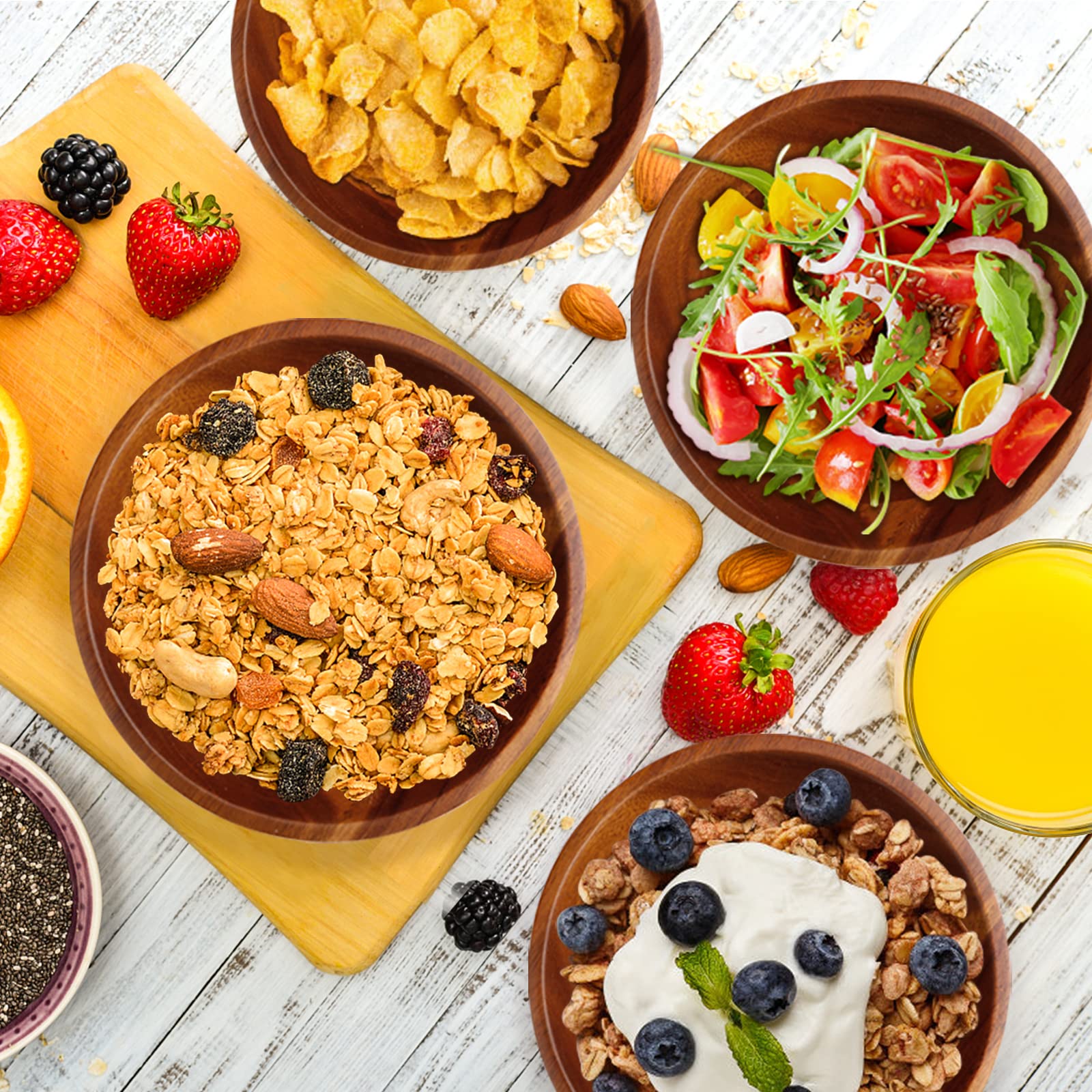 AIDEA Acacia bowls serving salads with rustic charm