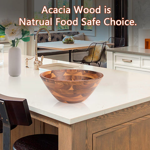 AIDEA acacia serving bowl enhances kitchen decor.