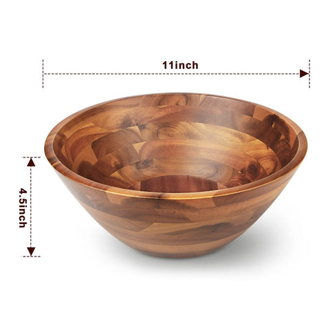 AIDEA Acacia wood bowl with salad highlights durable, food-safe surface.