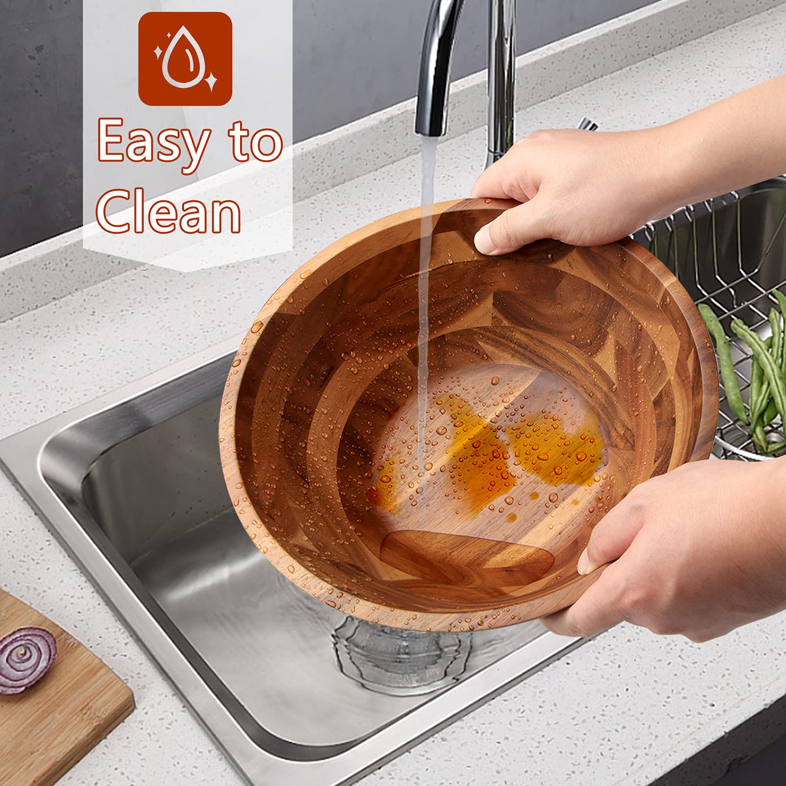 AIDEA acacia wood bowl is easy to clean after use.