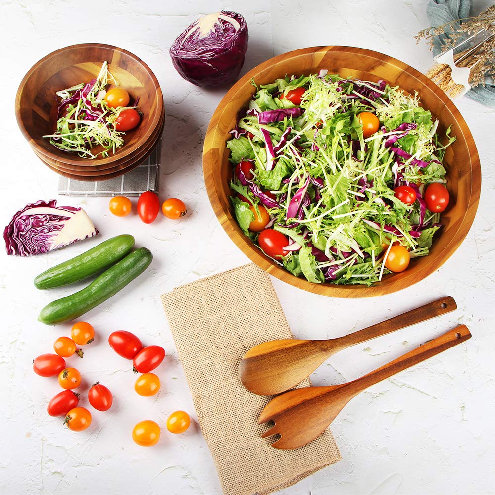 AIDEA serving utensils included with the wooden bowl for easy tossing and serving