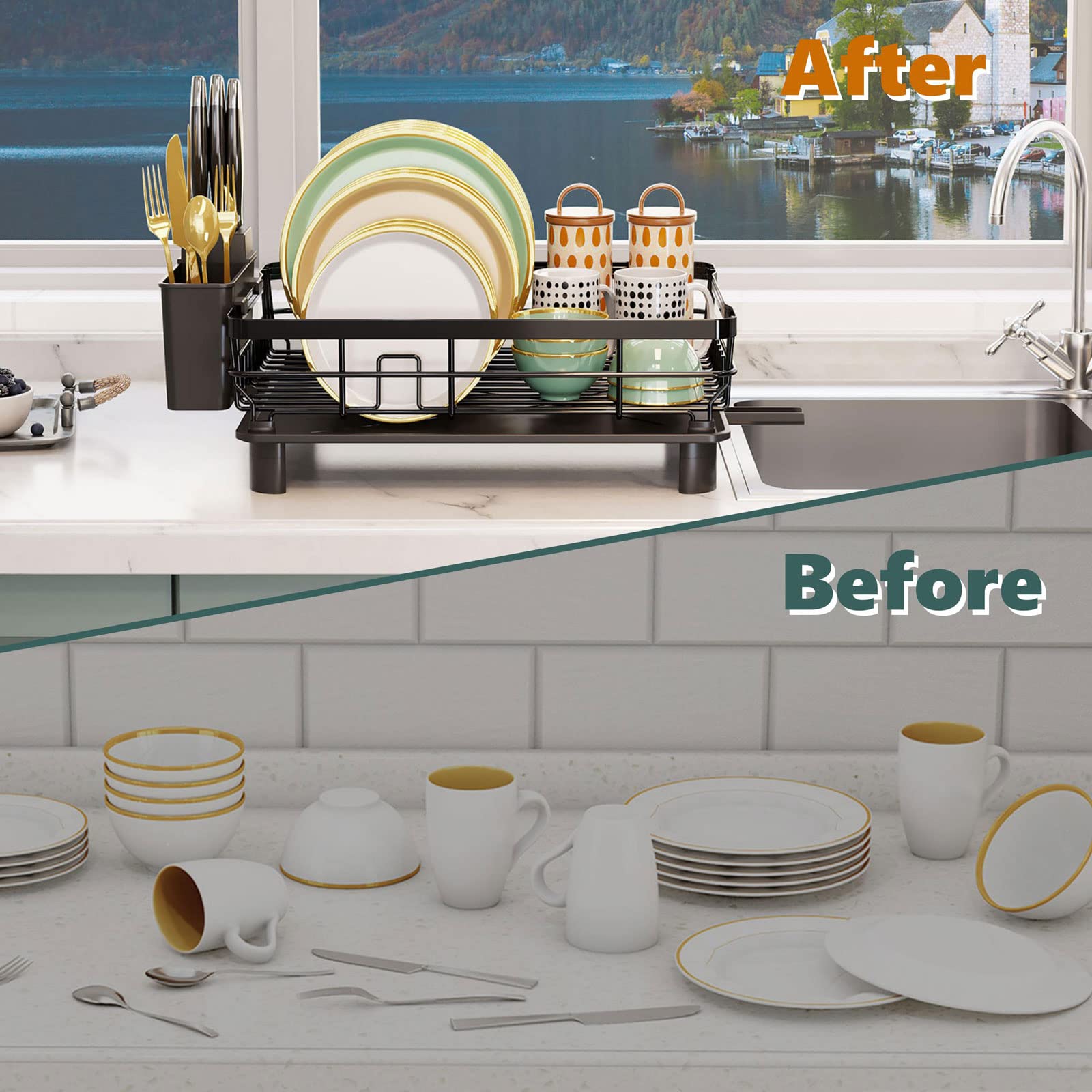 AIDERLY compact drying rack fits small kitchens without crowding.