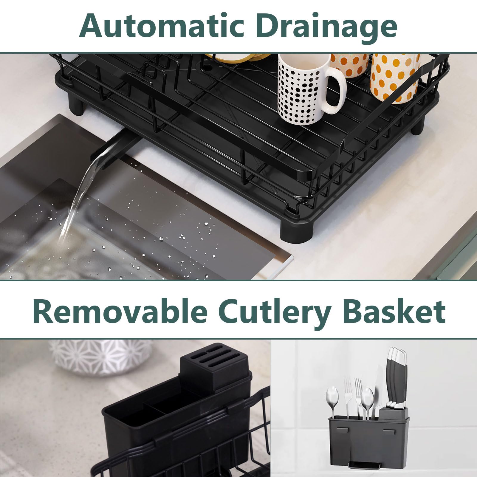AIDERLY rack features integrated knife slots for safe drying.