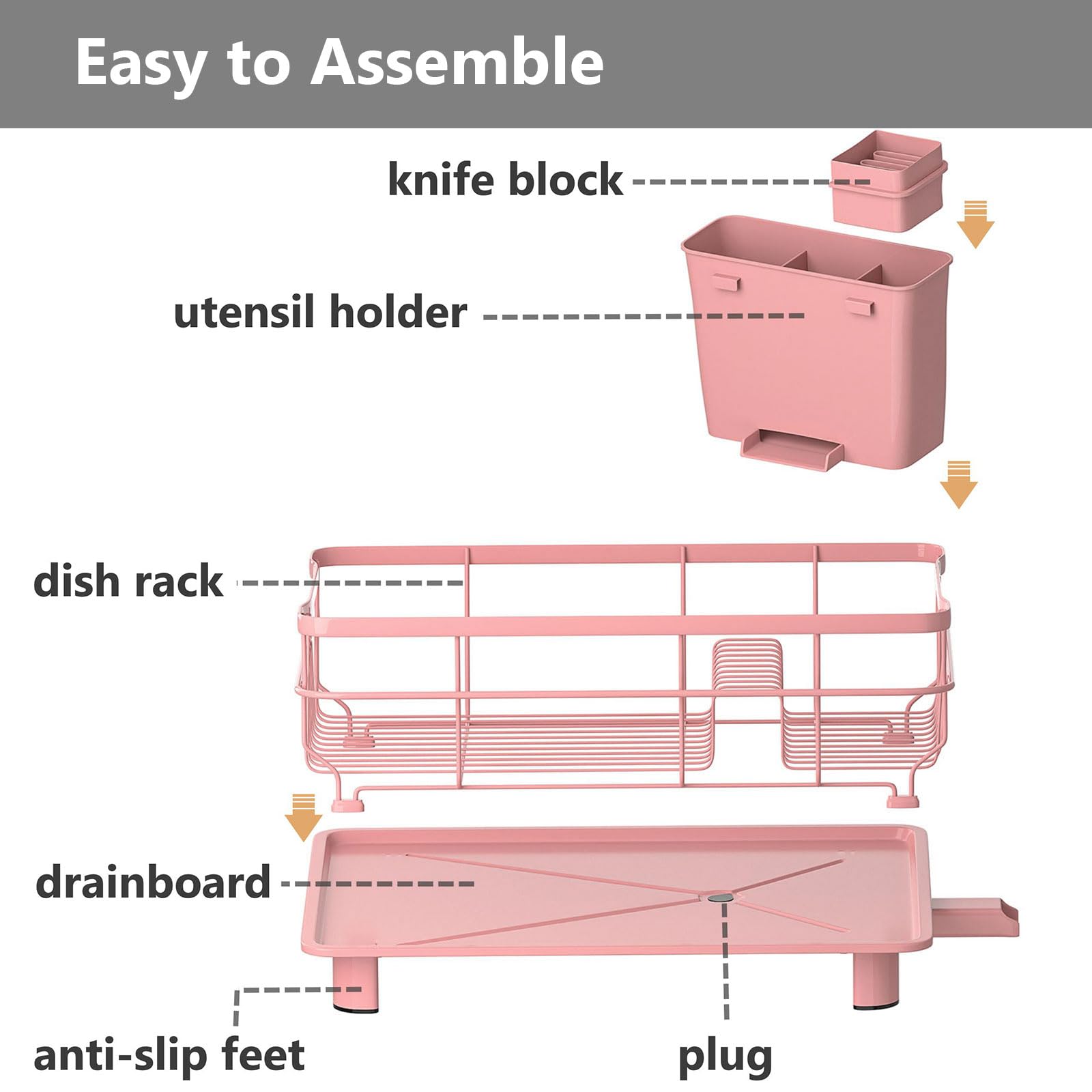 AIDERLY pink rack in a small household setting with limited dishes.