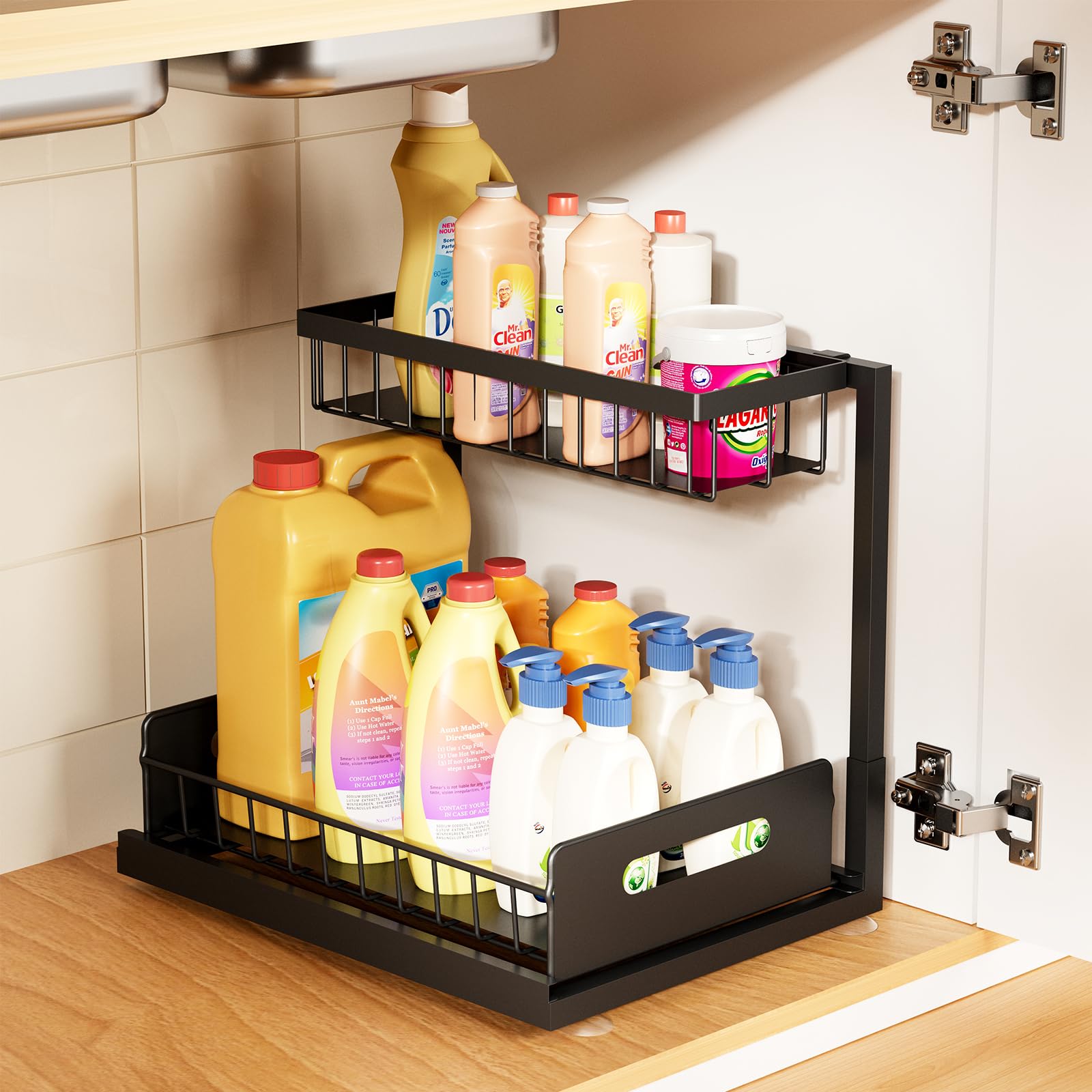 AIDIAM metal pull-out cabinet shelf provides sturdy vertical storage