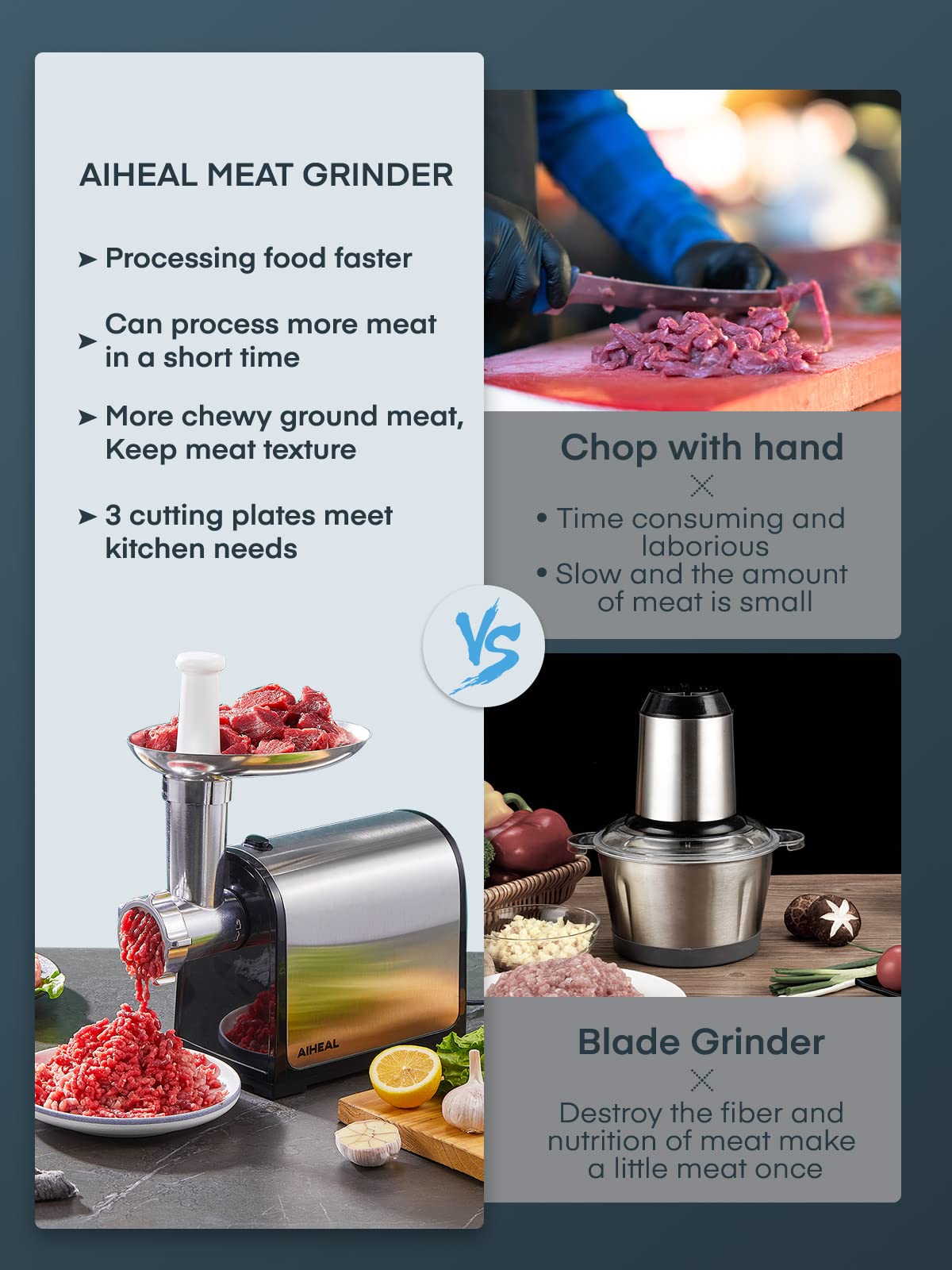 Aiheal heavy‑duty kitchen setup ready for bulk meat processing.