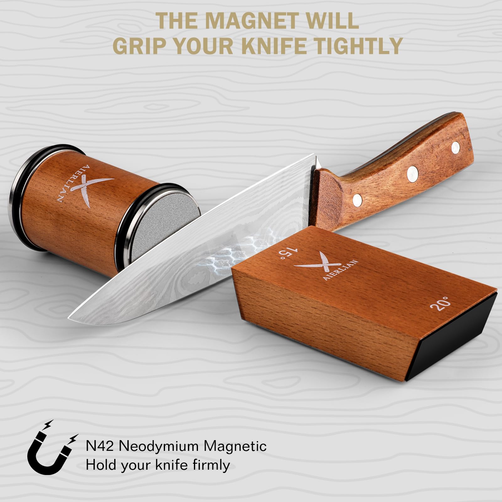 AIERLIAN knife sharpener with ceramic disc polishes blade to a smooth finish