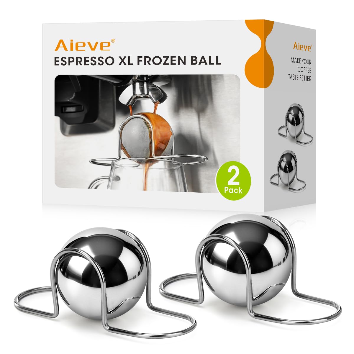 AIEVE espresso cooling ball in cup preserves delicate notes while brewing