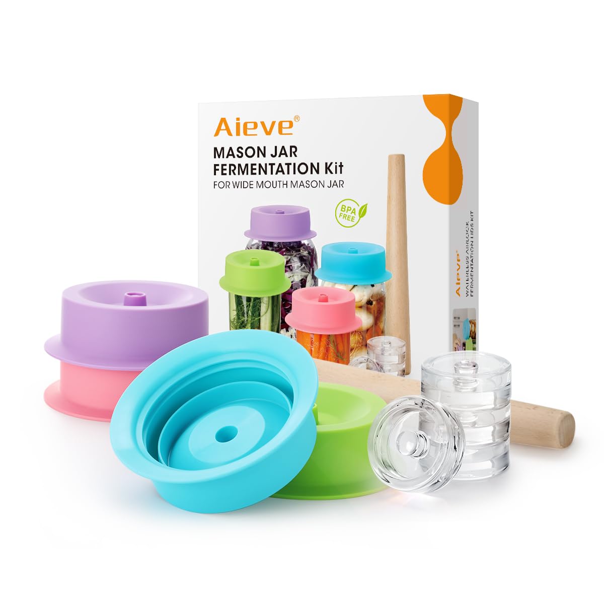 AIEVE fermentation kit lids with one-way valve promote steady venting.