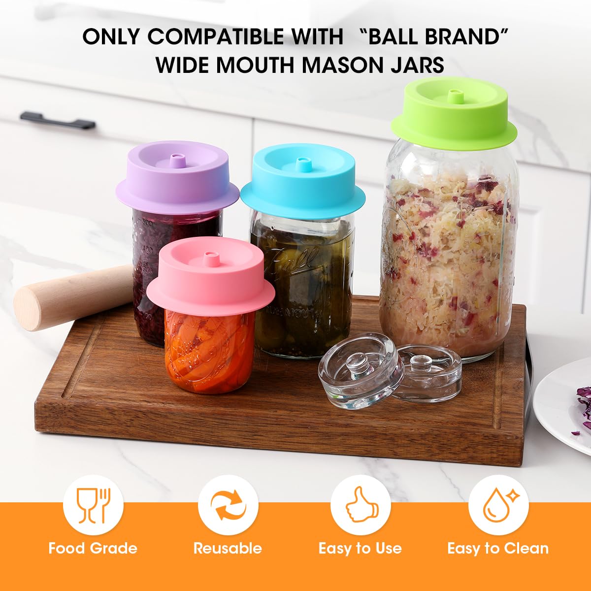 AIEVE fermentation lids crafted from BPA-free silicone for safe, dishwasher-friendly use.