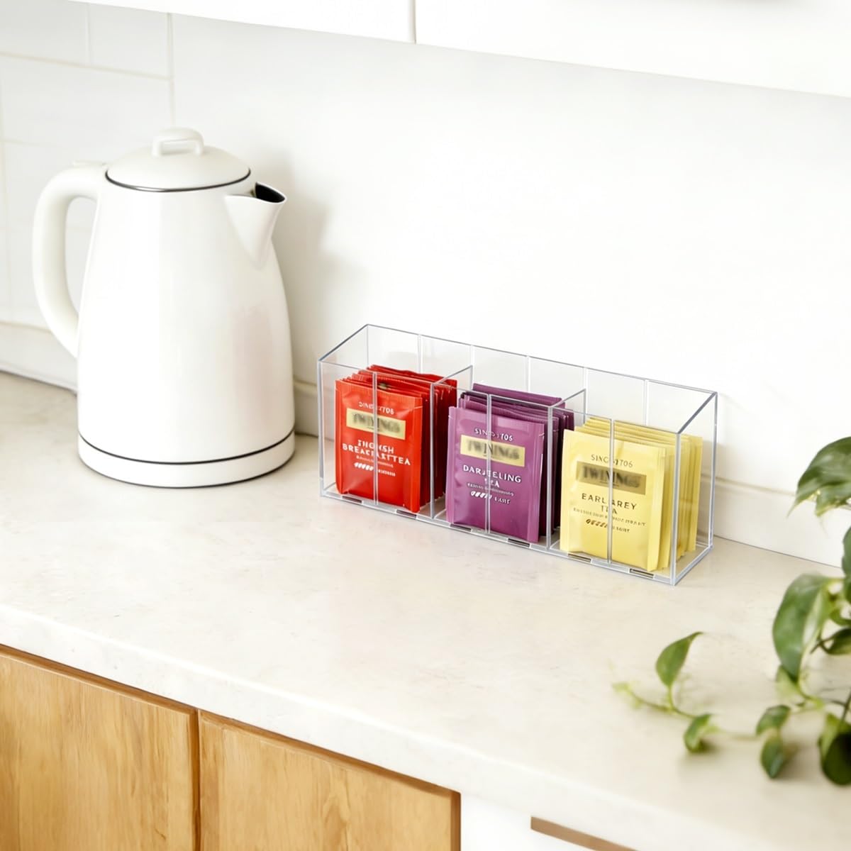 AIEVE multi-use storage for tea bags, sugar, coffee, and small snacks.