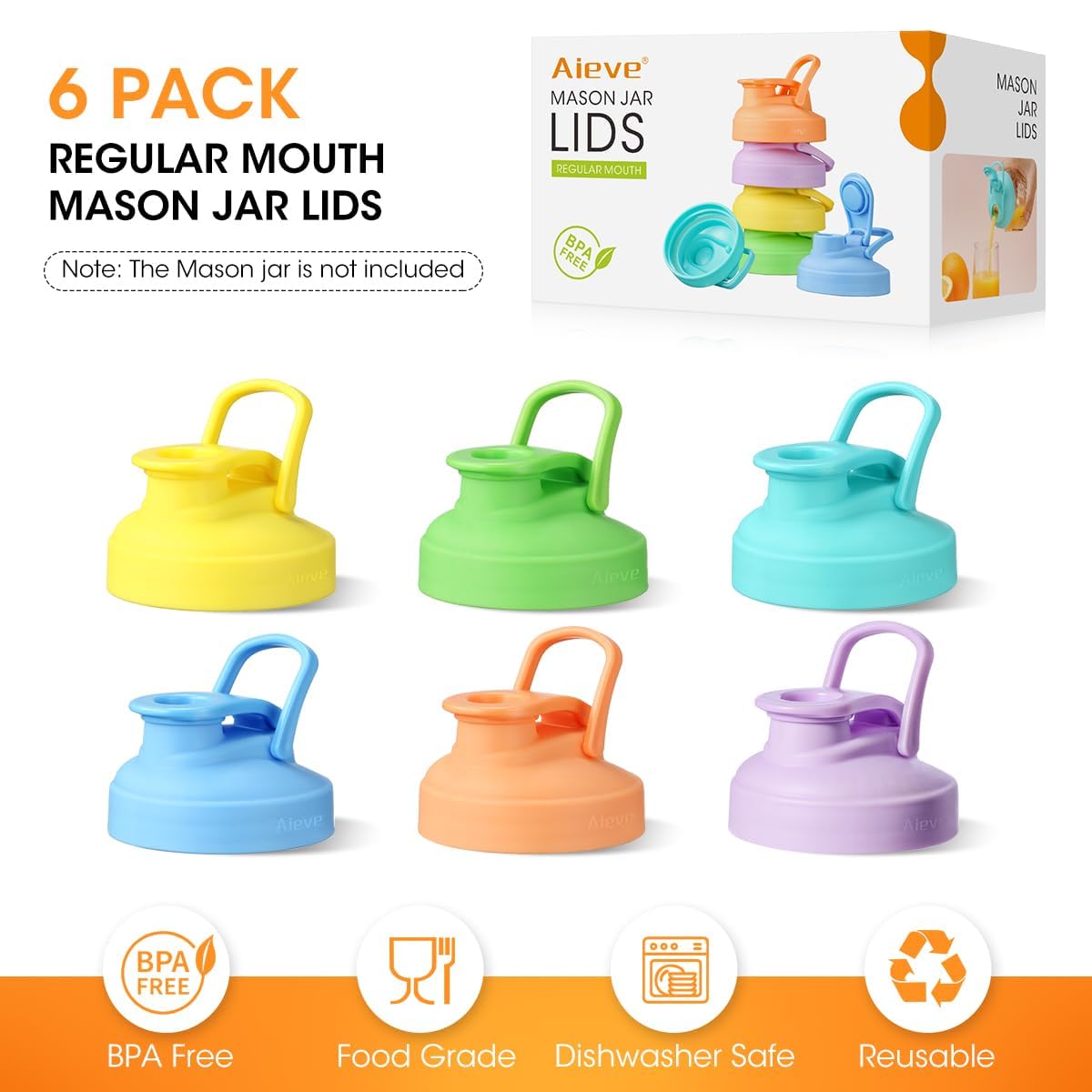 AIEVE reusable canning lids suit Ball jars, enabling versatile storage of dry goods and liquids.