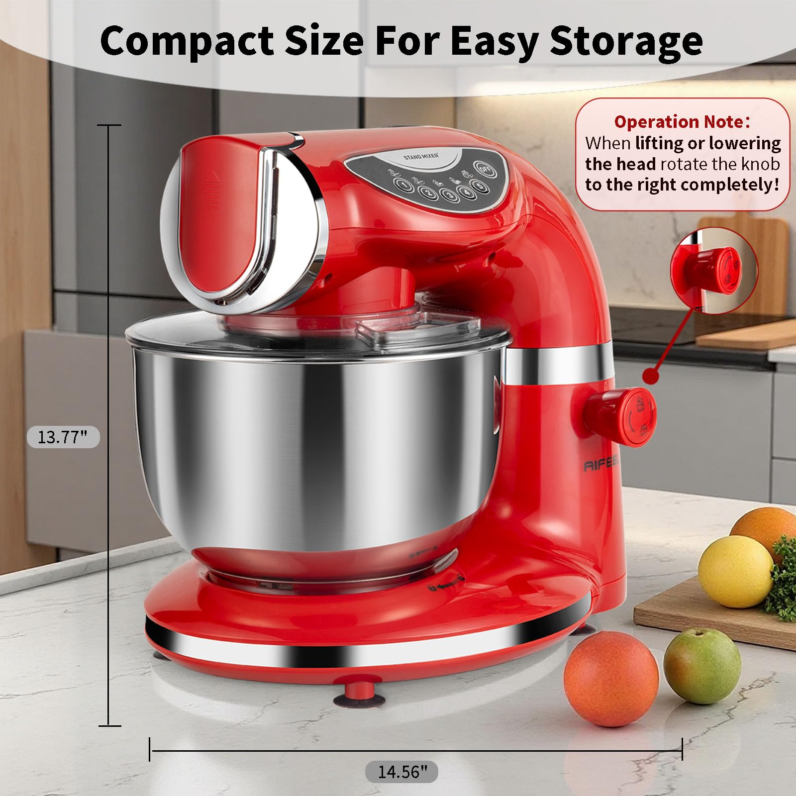 Aifeel 8.5QT and 6QT bowls offer space for large batches and nesting storage.