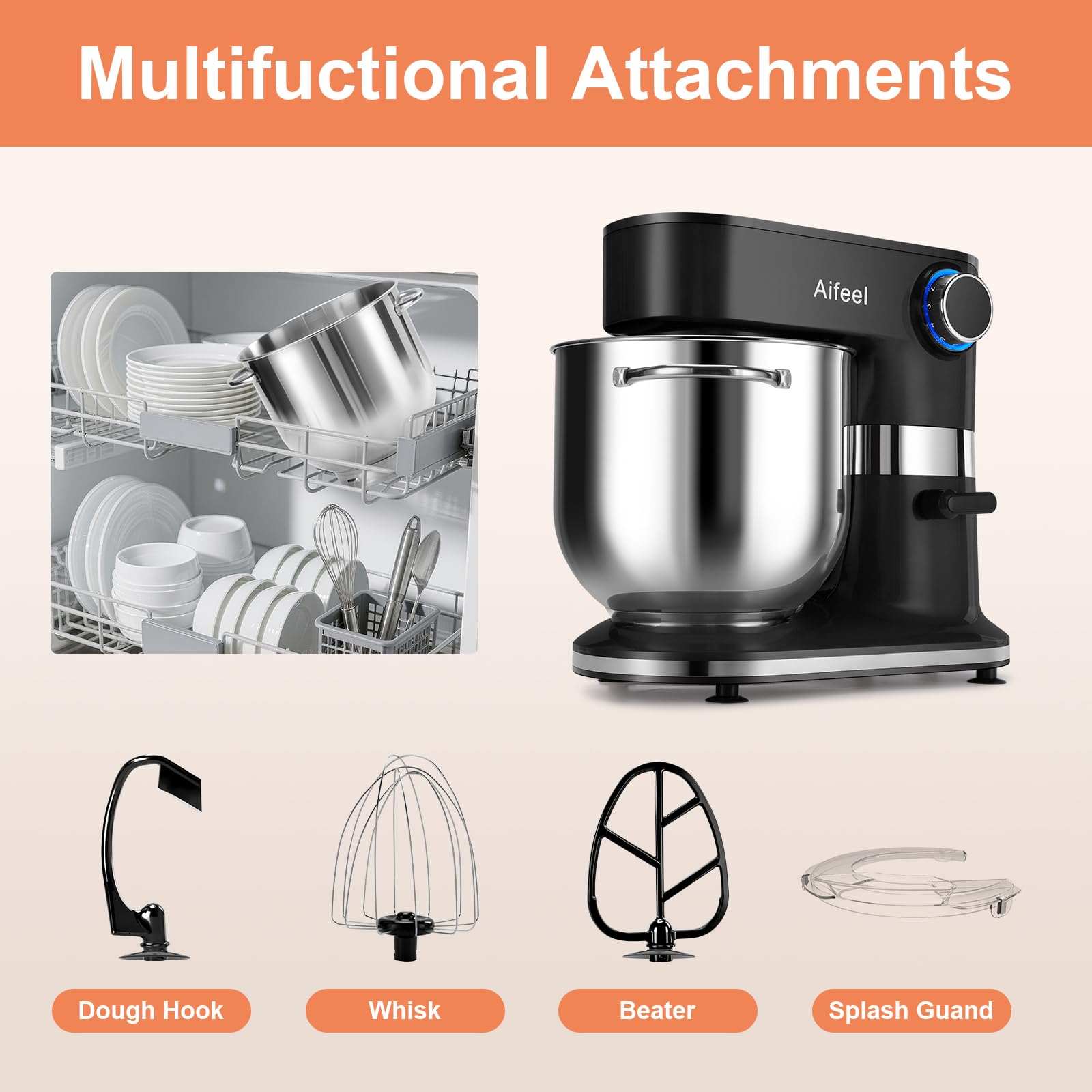 Aifeel mixer with four suction cups for countertop stability.