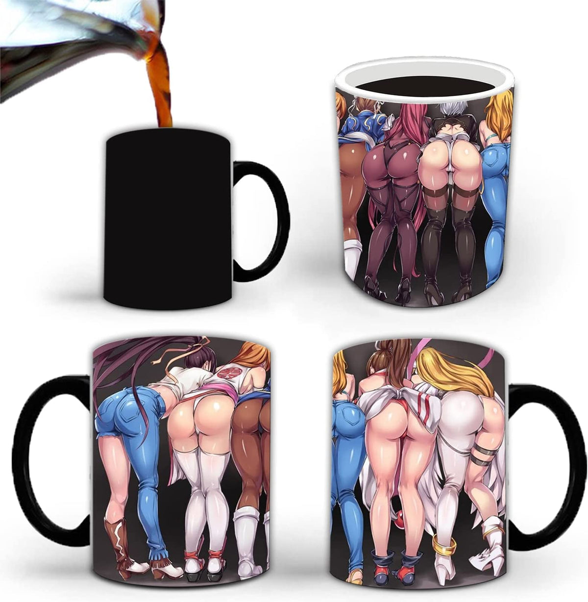 Aigori color-changing mug reveals anime beauty image when hot, a playful morning surprise.