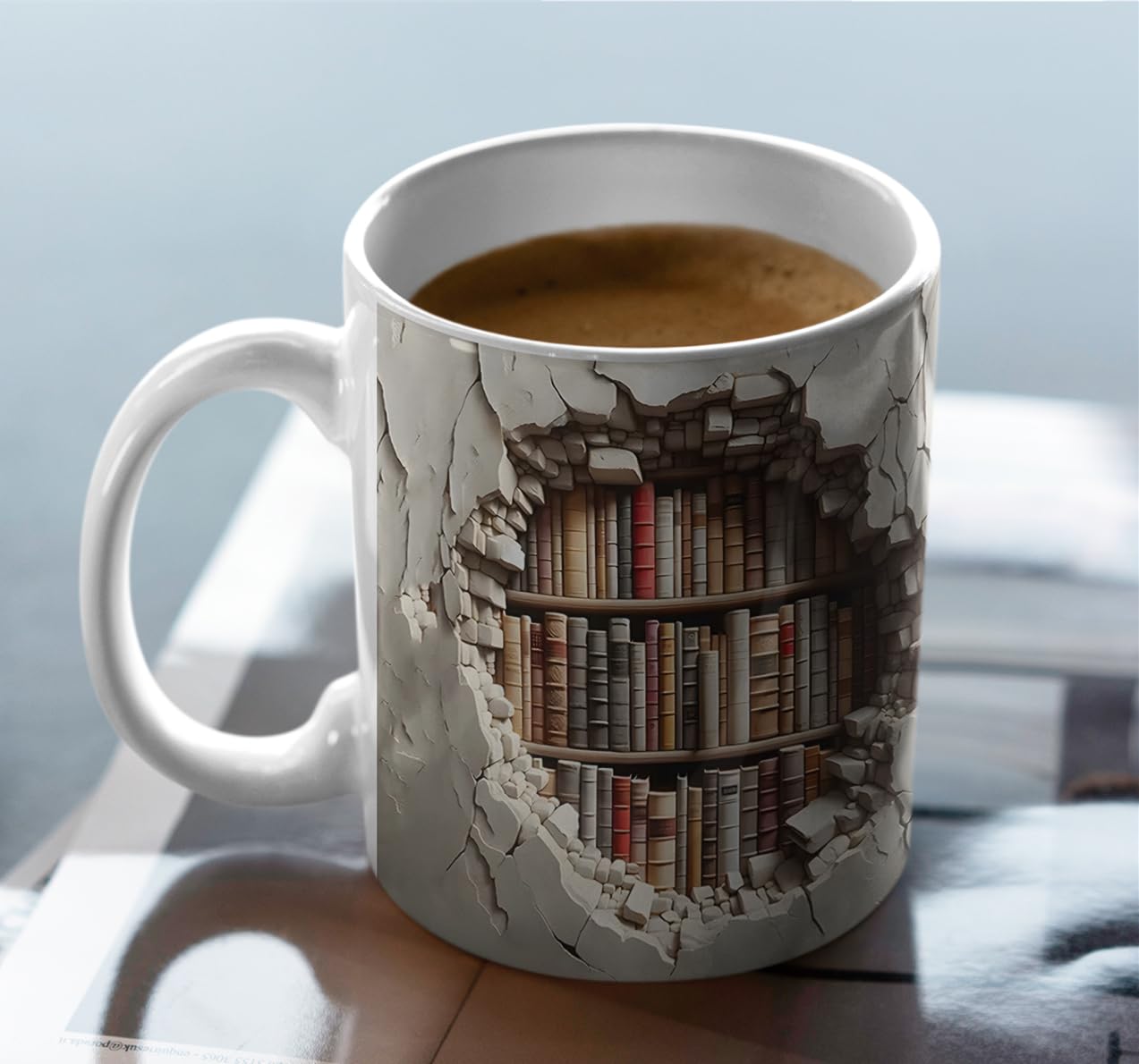 Aigori Library Bookshelf Mug arrives gift-ready for readers and friends