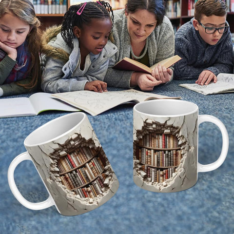 Aigori Library Bookshelf Mug is microwave-dishwasher-safe for everyday convenience
