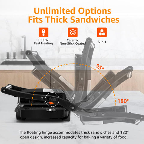 Drip spout drains excess grease for cleaner cooking with the Aigostar press.