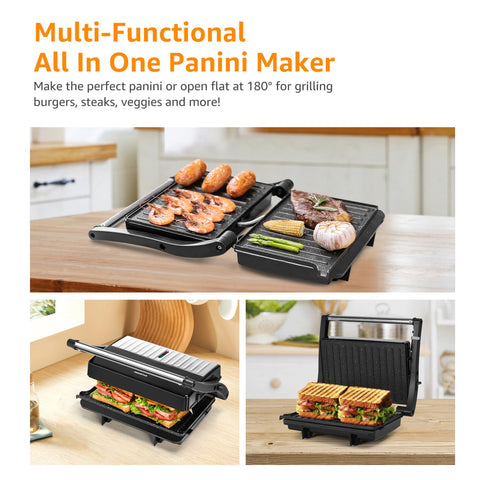 Open 180 degrees to dual cooking surfaces for versatile meals.