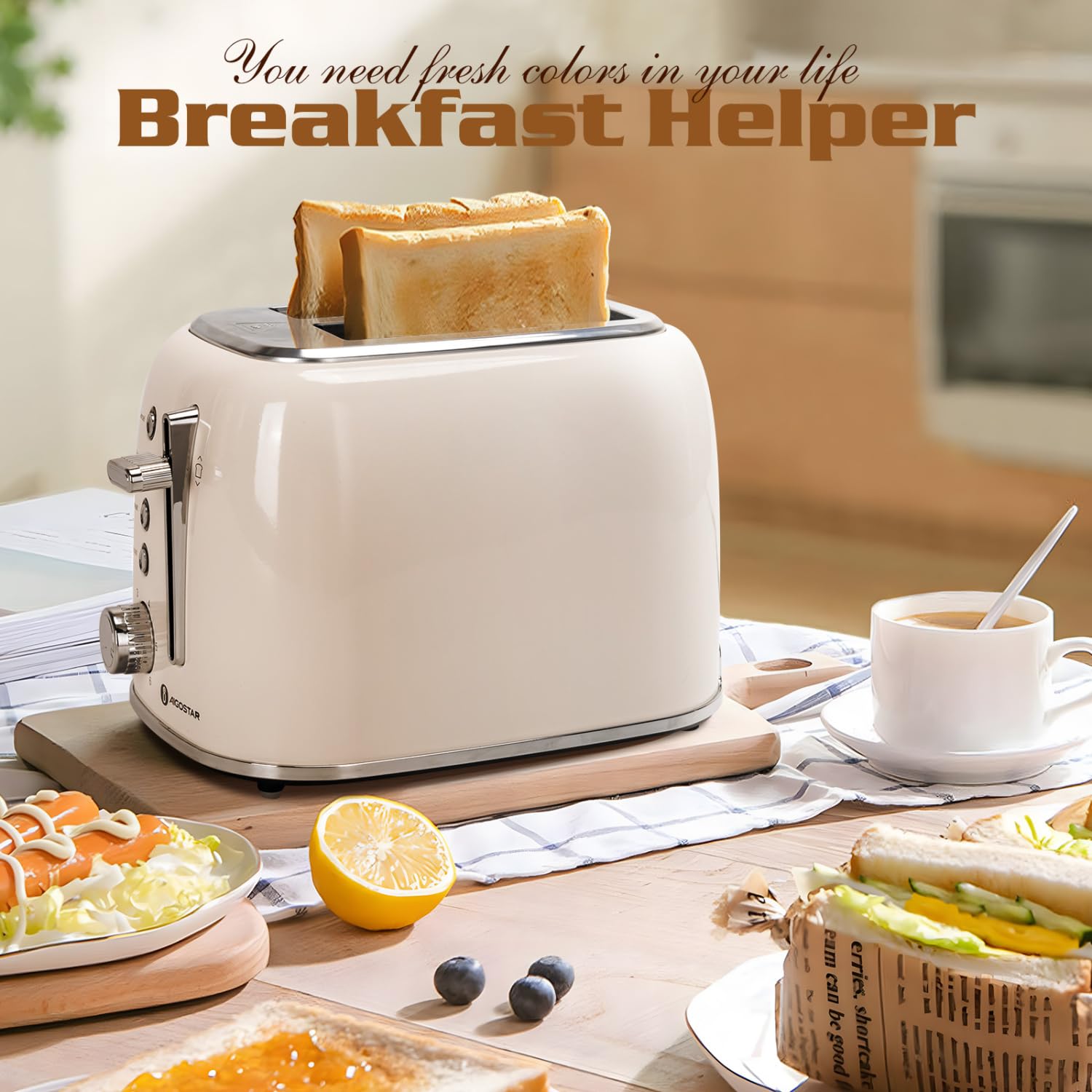 Aigostar toaster high-lift design helps remove toast without burning.