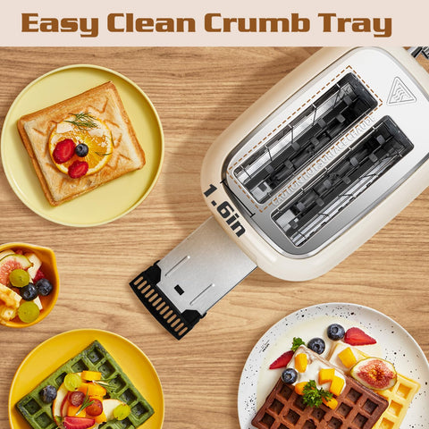 Aigostar toaster stainless steel body in cream-white resists stains and rust.