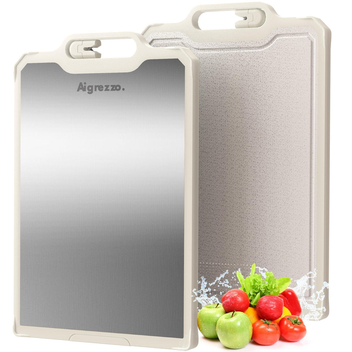 Aigrezzo titanium cutting board dual-sided for safe raw and cooked separation