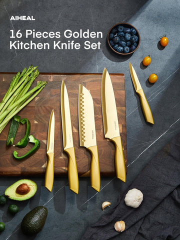 Aiheal 8-inch sharpener included to keep blades keen for daily prep