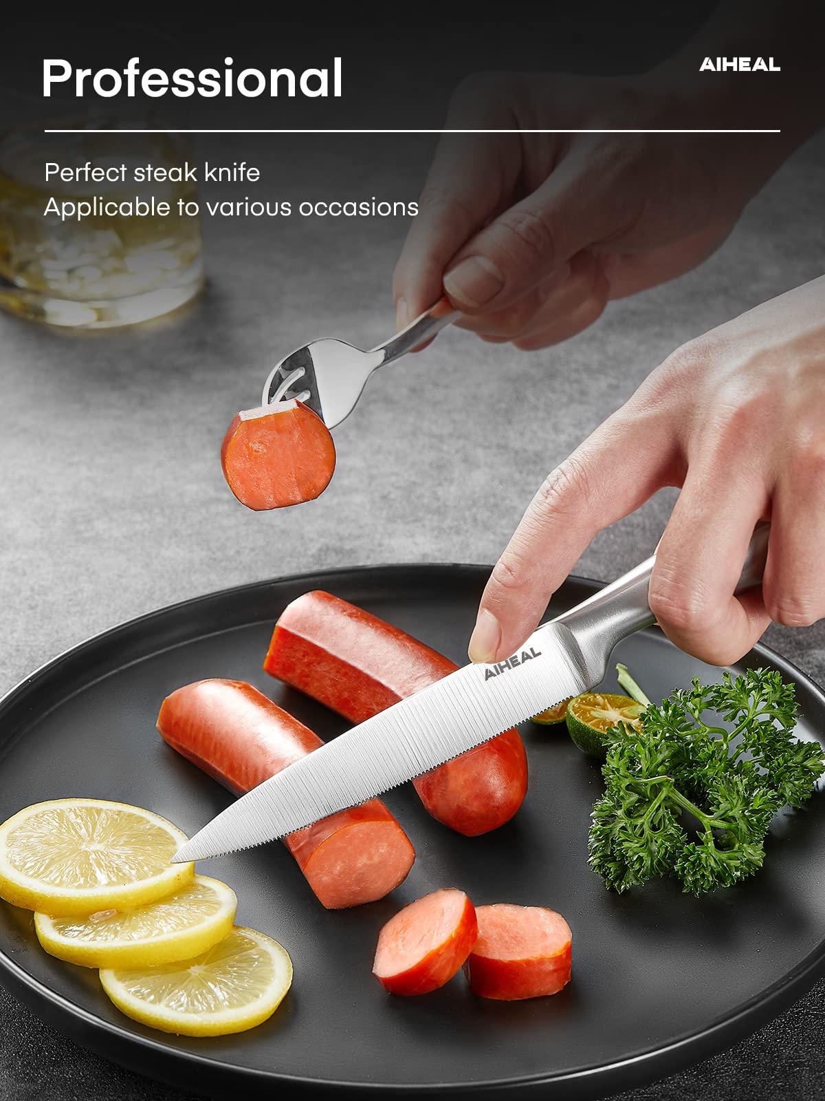 Aiheal camping outdoor use steak knives for quick, portable meals.