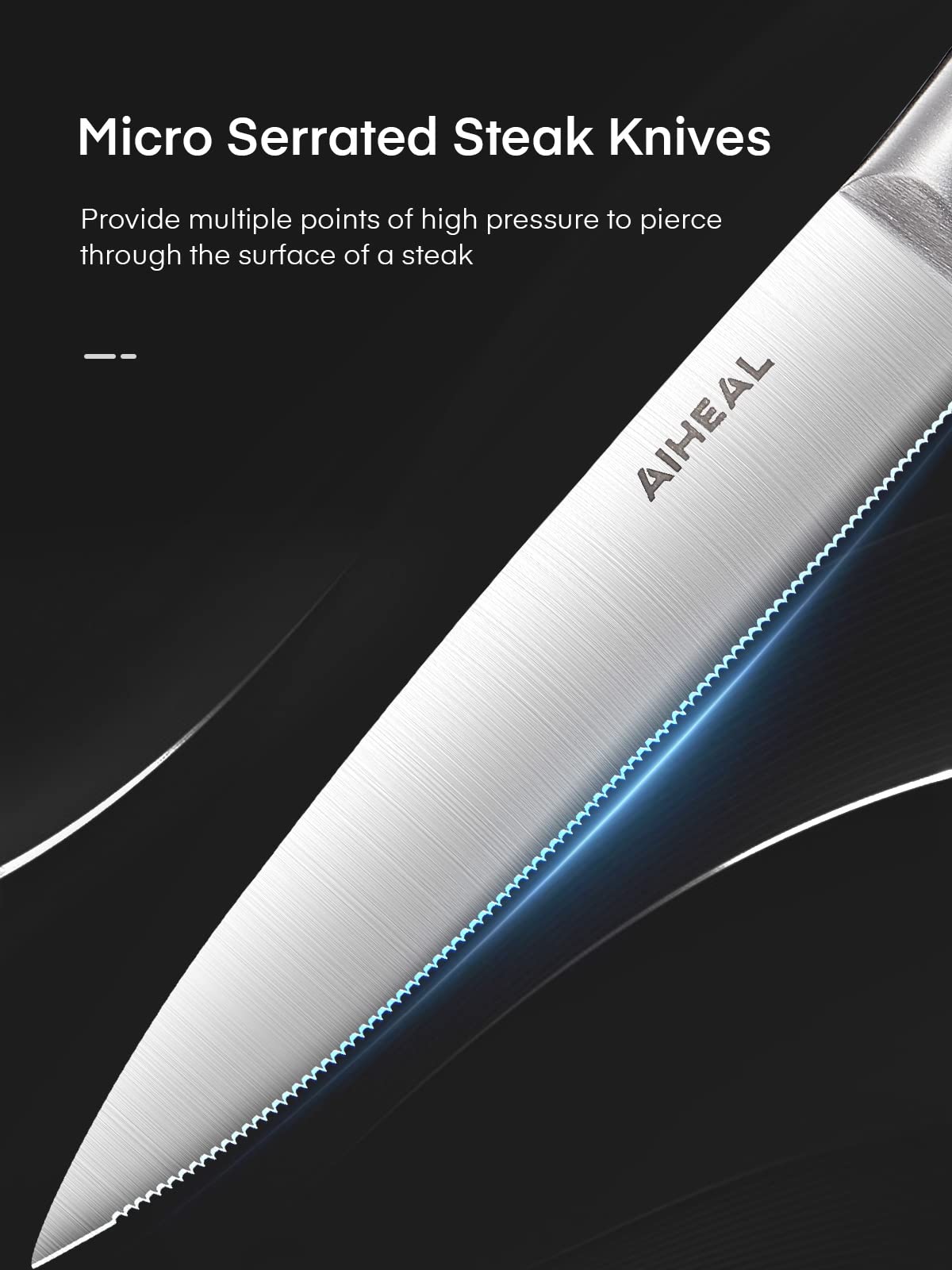 Aiheal micro-serrated edges provide long lasting sharpness for clean cuts.