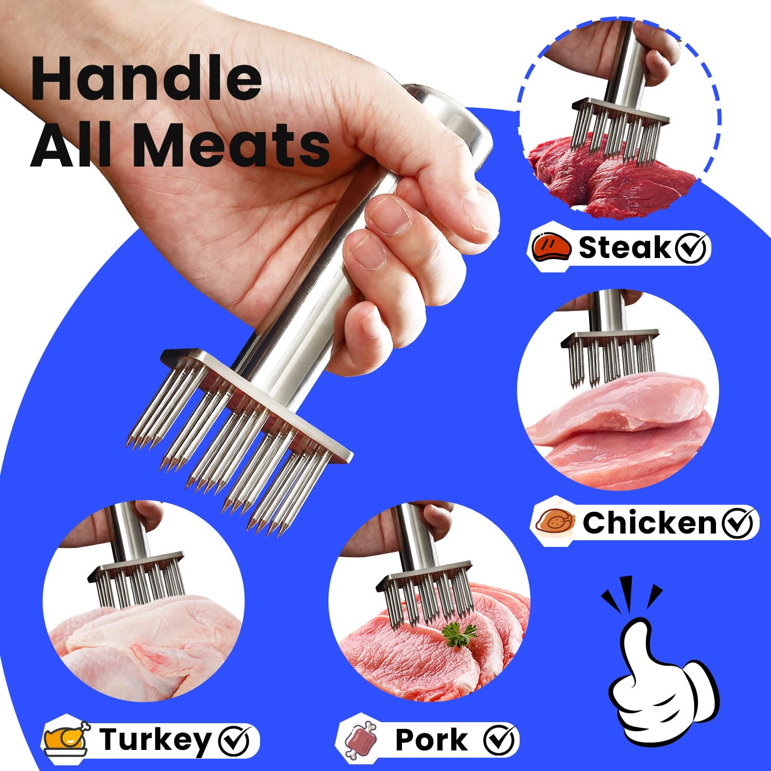 Aihomo dishwasher-safe tenderizer simplifies cleanup after cooking.