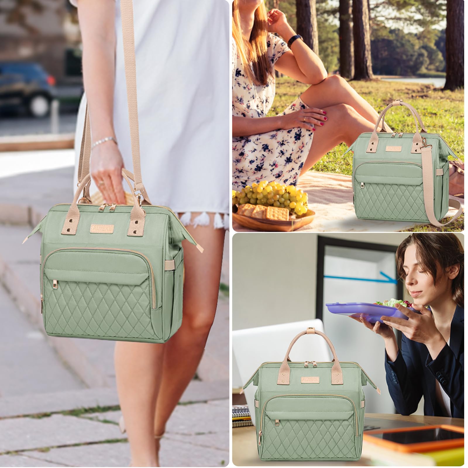 AIJIEKE lunch bag removable shoulder strap offers flexible carrying options