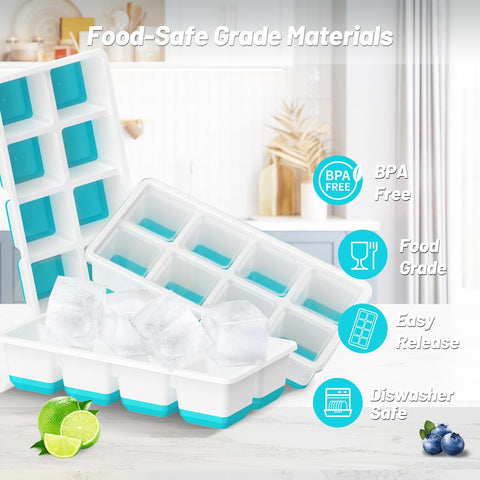 AJIJING ice tray silicone bottom for effortless release of large ice cubes.