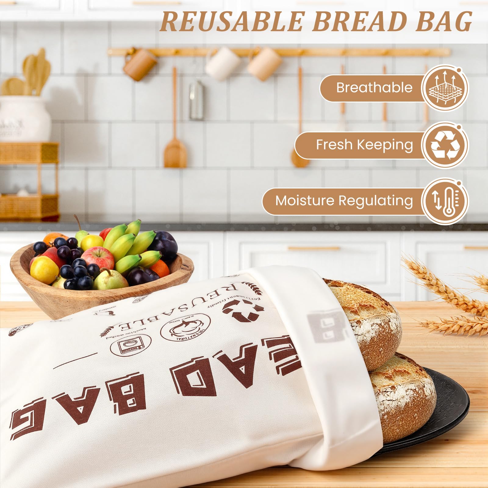 AIKAMI reusable bread bag preserves homemade bread freshness