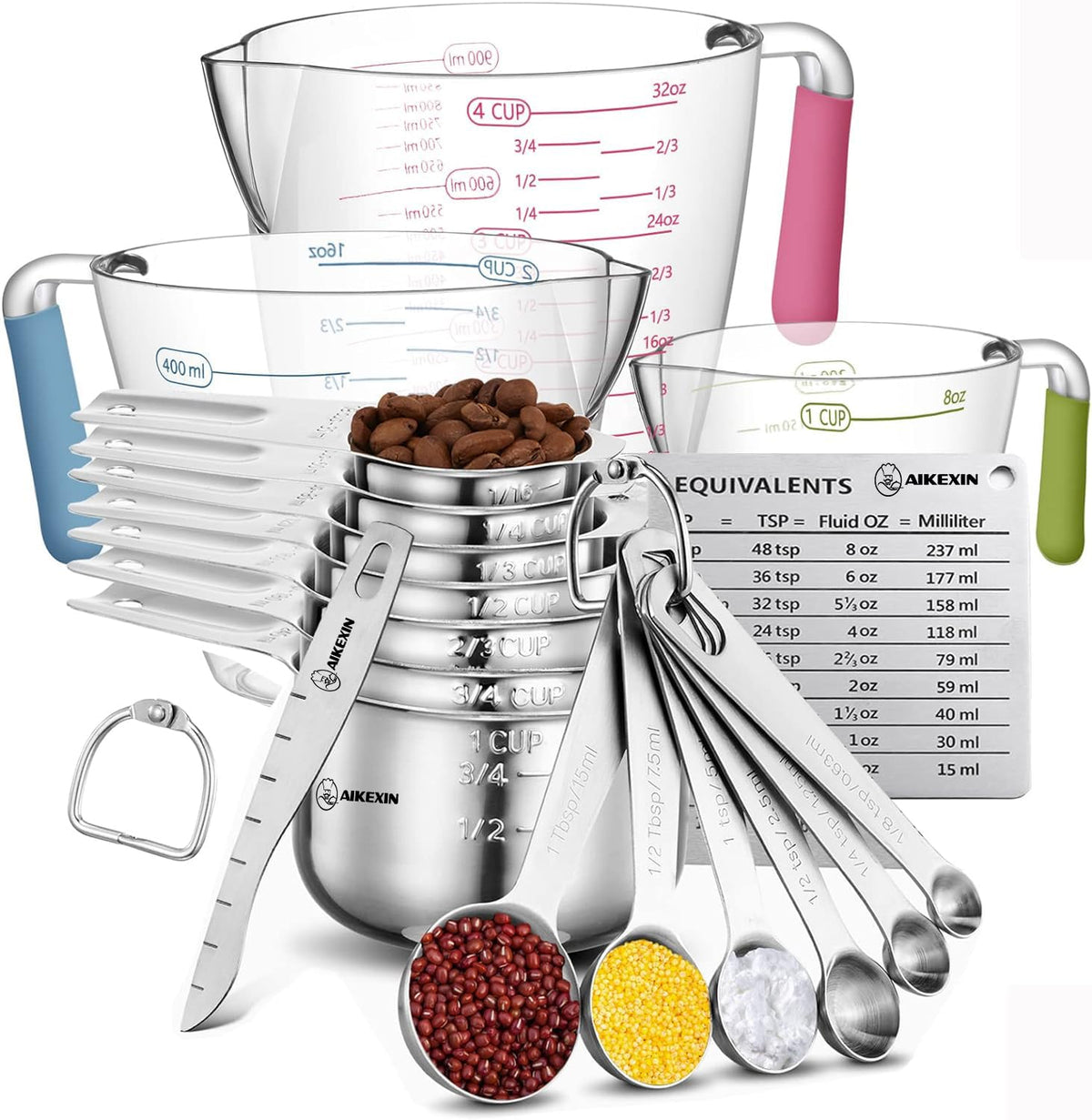 AIKEXIN nesting measuring cups and spoons save space and simplify recipe prep
