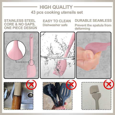 AIKKIL pink kitchen gadgets set supports versatile daily cooking tasks.