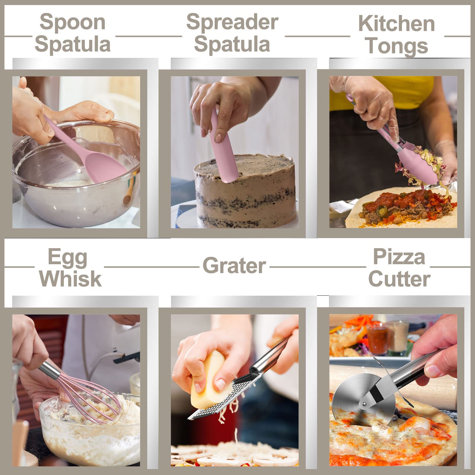 AIKKIL pink silicone spatula offers seamless cleaning and gentleness.