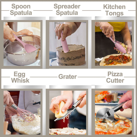 AIKKIL pink silicone spatula offers seamless cleaning and gentleness.