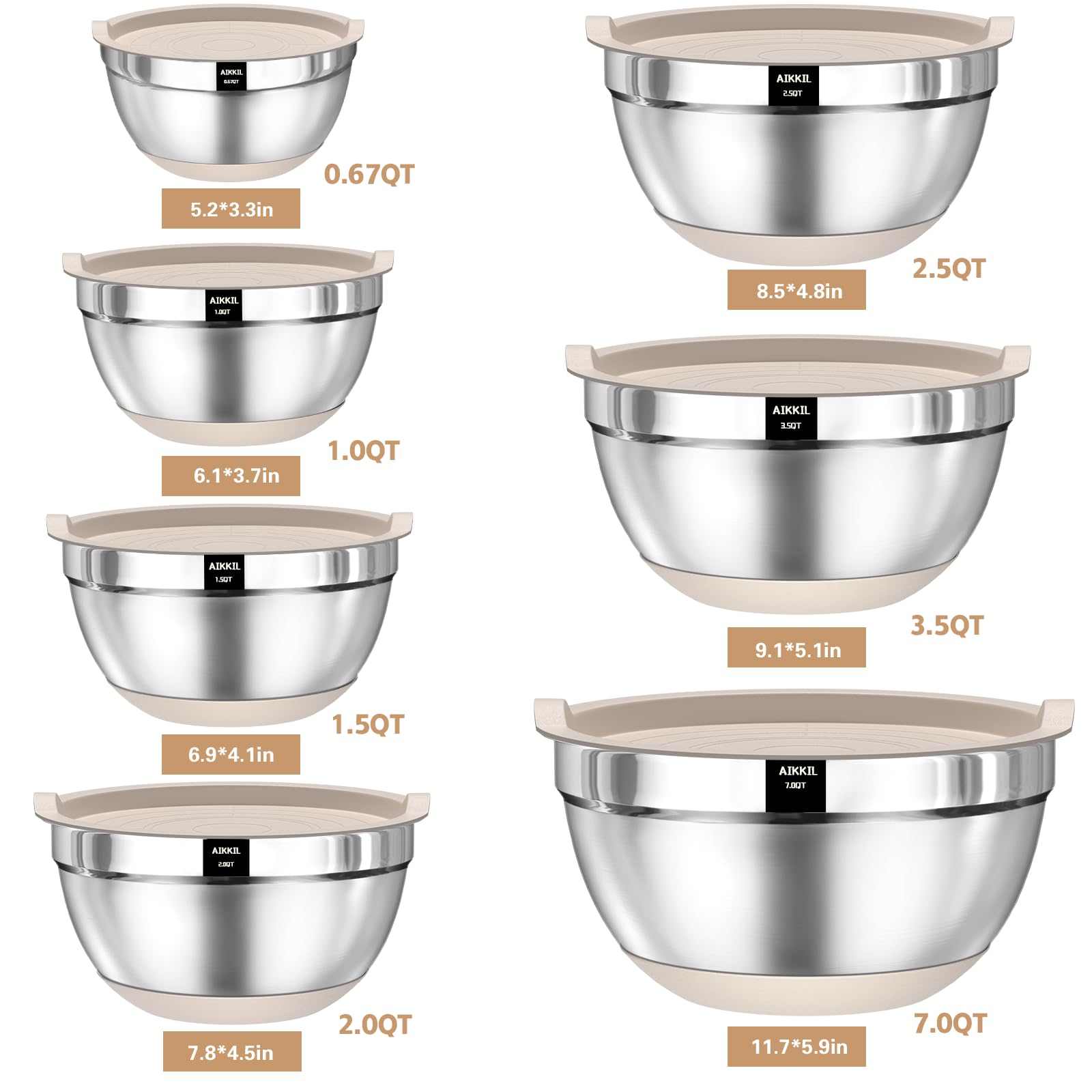 AIKKIL bowls with non-slip silicone bottoms stabilize mixing
