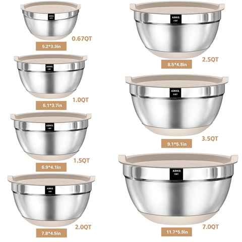 AIKKIL bowls with non-slip silicone bottoms stabilize mixing
