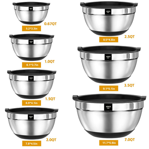 AIKKIL stainless steel bowls interior shine highlights rust resistance and easy cleaning.