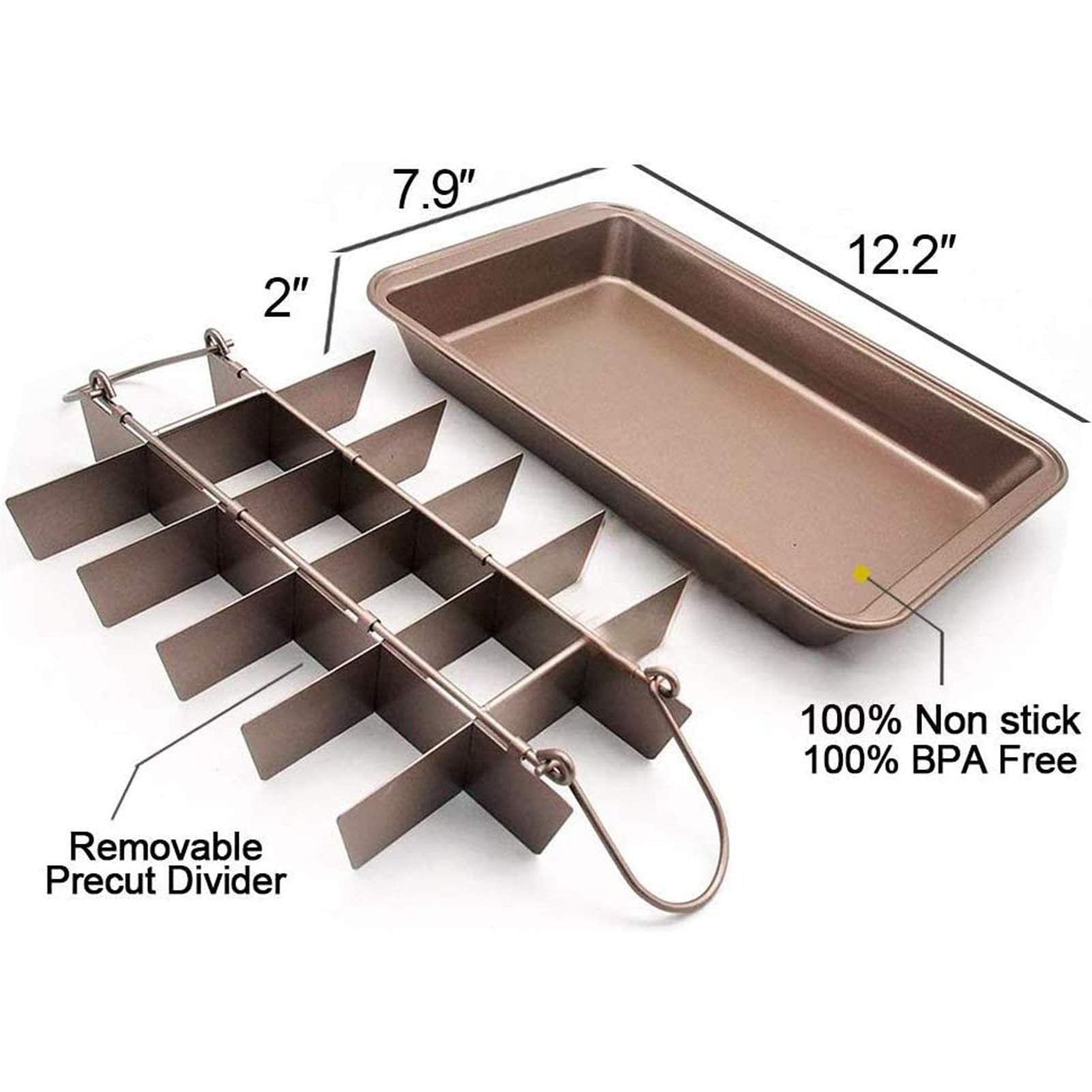 Ailelan brownie pan nonstick surface ensures easy release of perfect slices.