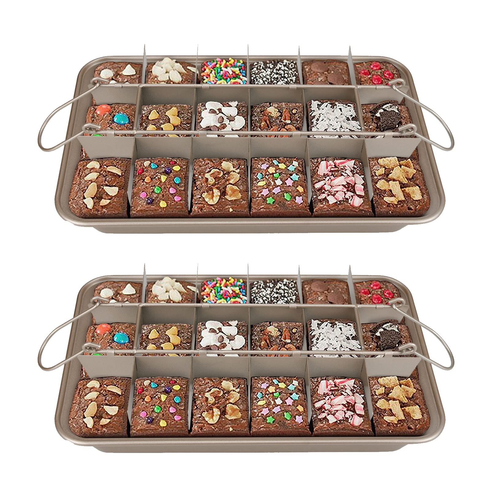 Ailelan brownie pan with dividers offering even, pre-portioned slices.