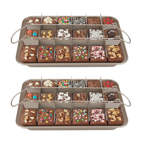 Ailelan brownie pan with dividers offering even, pre-portioned slices.