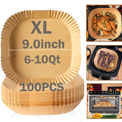 Ailifeer 9x9in square brown air fryer liner prevents sticking during frying