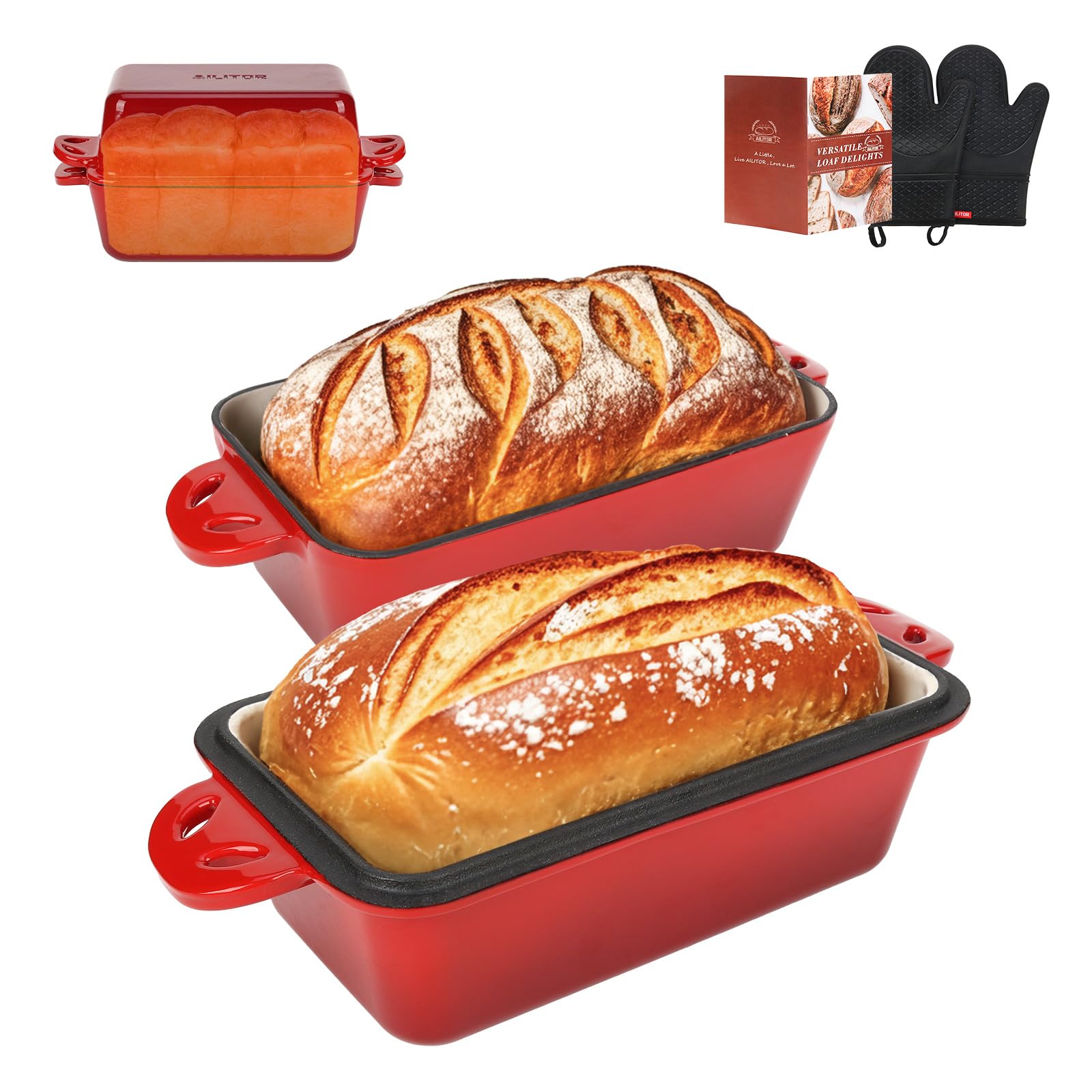 AILITOR 9x5 loaf pan with lid offers even heat for breads.