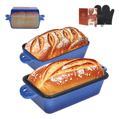 AILITOR 9x5 loaf pan with lid, enamel finish for even heat and golden crust.