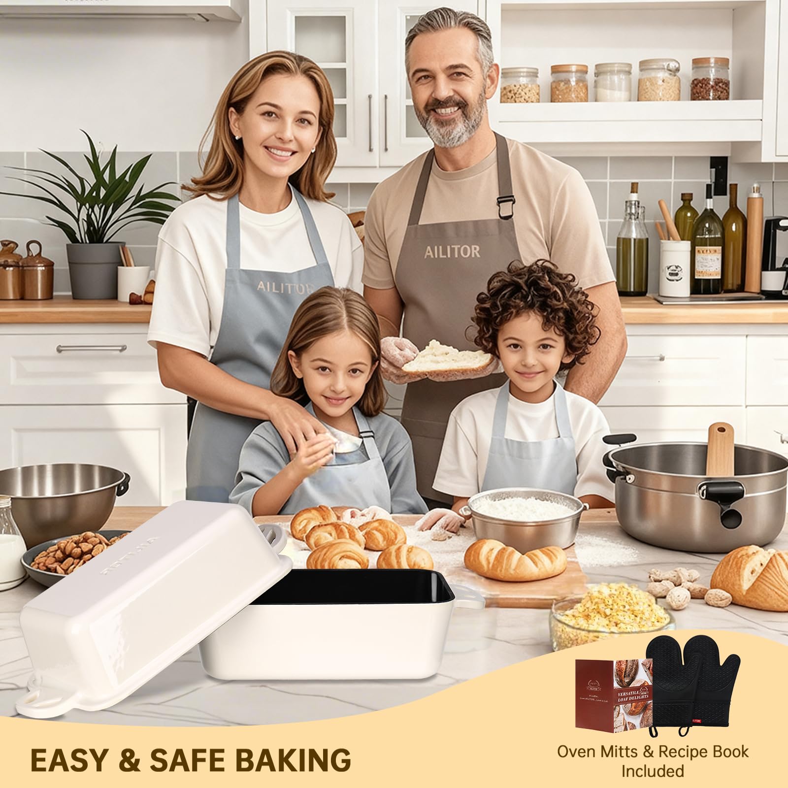 AILITOR 9x5 stackable loaf pan saves storage space.
