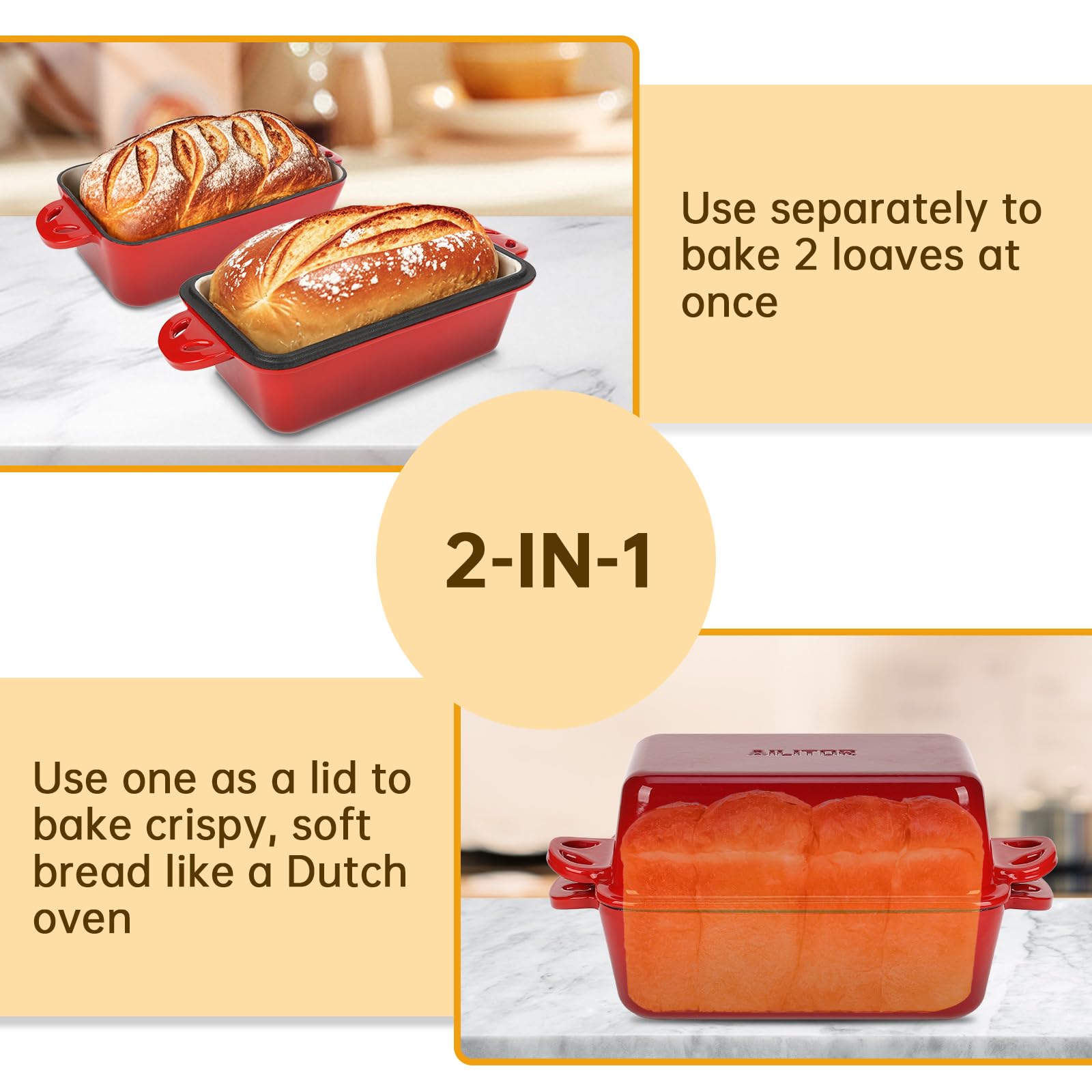 AILITOR bread pan closed lid showcases durable enamel for reliable baking.