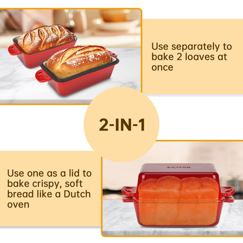 AILITOR bread pan closed lid showcases durable enamel for reliable baking.